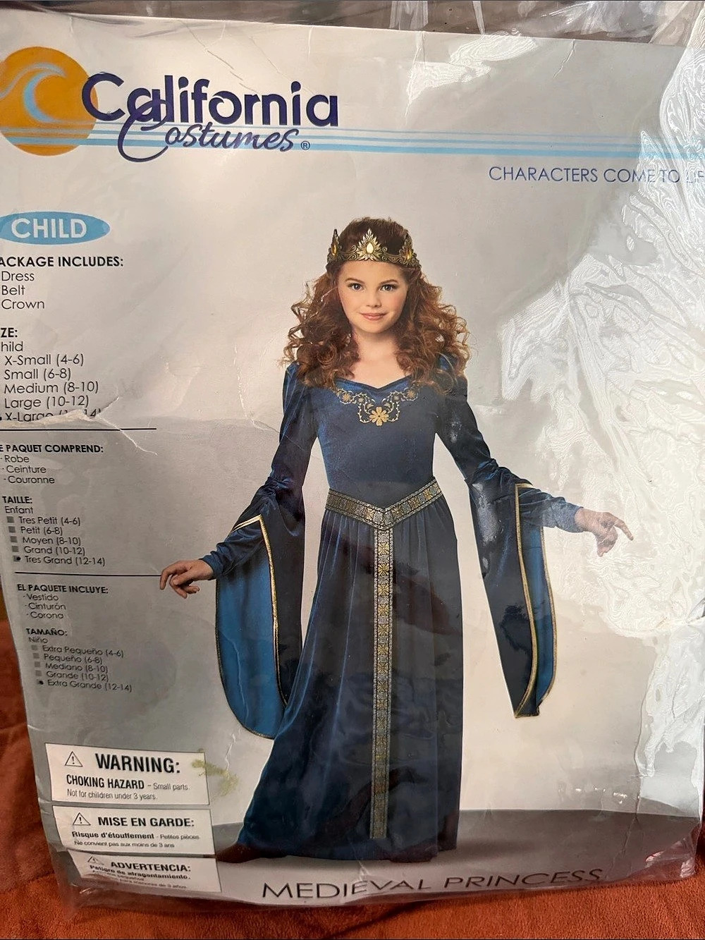 California Costumes Medieval Princess Child Costume Blue & Gold Girls child size